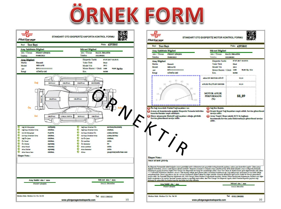 Örnek Ekspertiz Formu Görseli